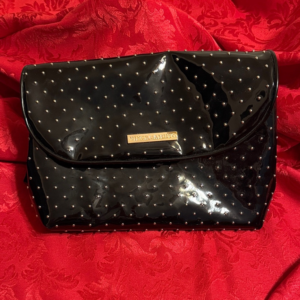 Vince Camuto Black gold Studded Cosmetic travel Bag
